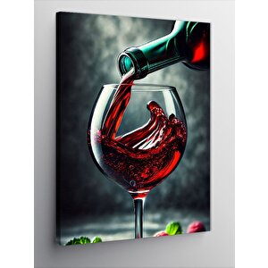 Kanvas Tablo Kırmızı Şarap Ve Akışkan Sanat 50x70 cm