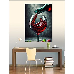 Kanvas Tablo Kırmızı Şarap Ve Akışkan Sanat 50x70 cm