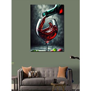 Kanvas Tablo Kırmızı Şarap Ve Akışkan Sanat 50x70 cm