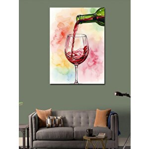 Kanvas Tablo Kırmızı Şarap Dökülen Kadeh 70x100 cm