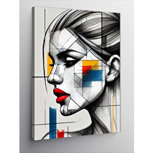 Kanvas Tablo Soyut Çizgiler Ve Kadın Portresi 100x140 cm