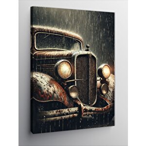 Kanvas Tablo Yağmurlu Gece Ve Klasik Araba 70x100 cm