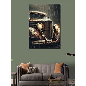 Kanvas Tablo Yağmurlu Gece Ve Klasik Araba 100x140 cm