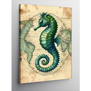 Kanvas Tablo Harita Üzerindeki Denizatı 50x70 cm