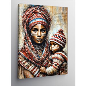 Kanvas Tablo Anne Ve Çocuk Şalı 70x100 cm