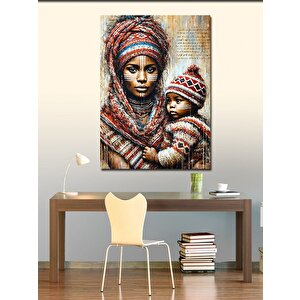 Kanvas Tablo Anne Ve Çocuk Şalı 70x100 cm