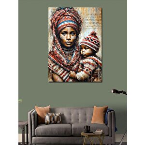 Kanvas Tablo Anne Ve Çocuk Şalı 70x100 cm