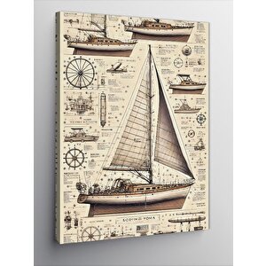 Kanvas Tablo Eski Yelkenli Haritası 100x140 cm