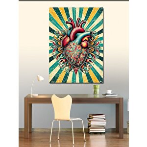 Kanvas Tablo Renkli Soyut Kalp Figürü 50x70 cm