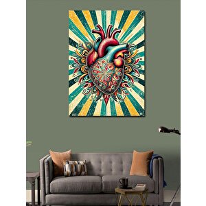Kanvas Tablo Renkli Soyut Kalp Figürü 50x70 cm