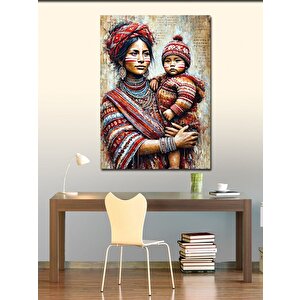 Kanvas Tablo Anne Ve Bebek, Geleneksel Dokunuş 70x100 cm