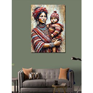Kanvas Tablo Anne Ve Bebek, Geleneksel Dokunuş 100x140 cm