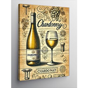 Kanvas Tablo Şarap Ve Kadeh İllüstrasyonu 70x100 cm