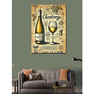 Kanvas Tablo Şarap Ve Kadeh İllüstrasyonu 70x100 cm