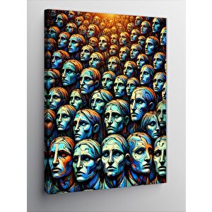 Kanvas Tablo Soyut Yüzler Ve Kalabalık 70x100 cm