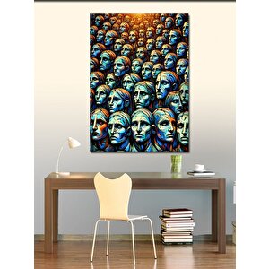 Kanvas Tablo Soyut Yüzler Ve Kalabalık 70x100 cm