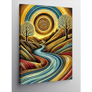 Kanvas Tablo Soyut Dalgalı Doğa Manzarası 100x140 cm