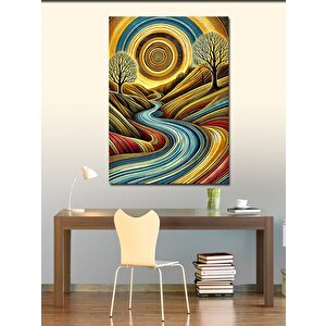 Kanvas Tablo Soyut Dalgalı Doğa Manzarası 100x140 cm