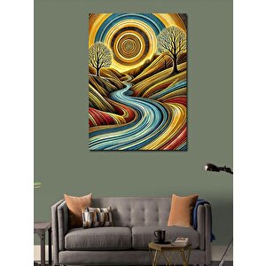 Kanvas Tablo Soyut Dalgalı Doğa Manzarası 100x140 cm