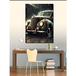 Kanvas Tablo Yağmur Altında Klasik Araba 100x140 cm
