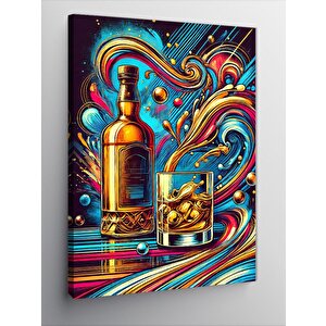 Kanvas Tablo Renkli İçecek Ve Soyut Çizgiler 70x100 cm