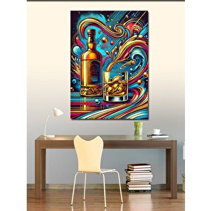 Kanvas Tablo Renkli İçecek Ve Soyut Çizgiler 70x100 cm