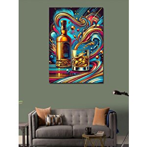 Kanvas Tablo Renkli İçecek Ve Soyut Çizgiler 70x100 cm