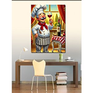 Kanvas Tablo Şaraplı İtalyan Aşçı 100x140 cm