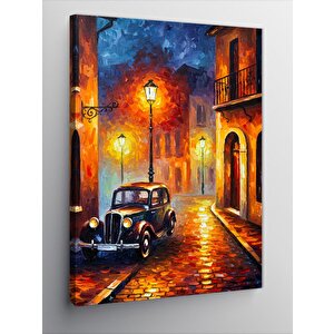 Kanvas Tablo Eski Araba Ve Renkli Sokak 100x140 cm