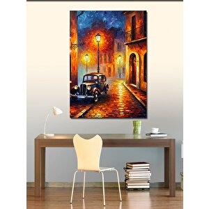 Kanvas Tablo Eski Araba Ve Renkli Sokak 100x140 cm