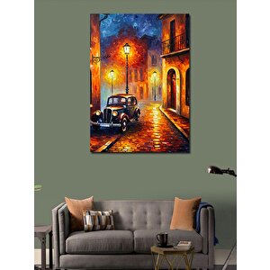 Kanvas Tablo Eski Araba Ve Renkli Sokak 100x140 cm