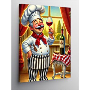 Kanvas Tablo Şaraplı İtalyan Aşçı 70x100 cm