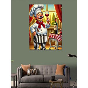 Kanvas Tablo Şaraplı İtalyan Aşçı 70x100 cm