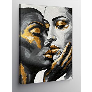 Kanvas Tablo Soyut Altın Kadın Yüzleri 50x70 cm