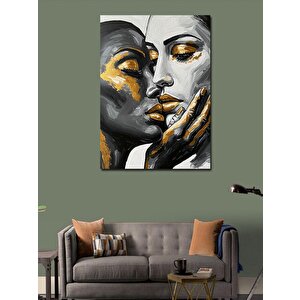 Kanvas Tablo Soyut Altın Kadın Yüzleri 50x70 cm