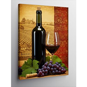 Kanvas Tablo Şarap Şişesi Ve Üzüm 70x100 cm