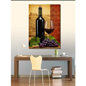 Kanvas Tablo Şarap Şişesi Ve Üzüm 50x70 cm