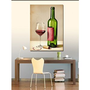 Kanvas Tablo Şarap Şişesi Ve Kadeh 50x70 cm