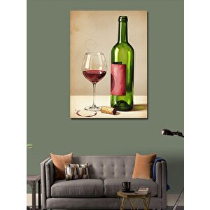 Kanvas Tablo Şarap Şişesi Ve Kadeh 50x70 cm