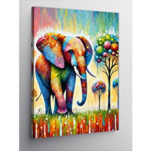 Kanvas Tablo Soyut Renkli Fil Çizimi 70x100 cm