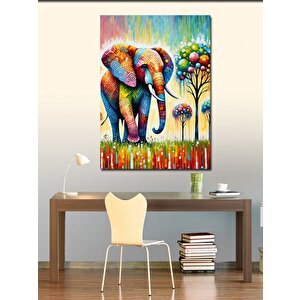 Kanvas Tablo Soyut Renkli Fil Çizimi 70x100 cm