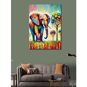 Kanvas Tablo Soyut Renkli Fil Çizimi 70x100 cm
