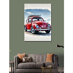Kanvas Tablo Klasik Kırmızı Vosvos Araba 50x70 cm