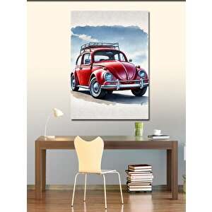Kanvas Tablo Klasik Kırmızı Vosvos Araba 100x140 cm
