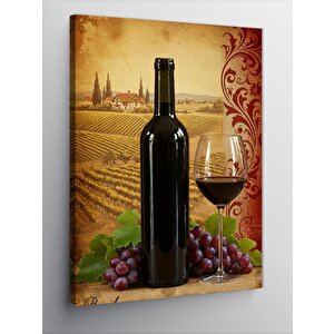Kanvas Tablo Kırmızı Şarap Ve Tarlalar 70x100 cm