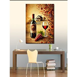 Kanvas Tablo Şarap Ve Üzüm Temalı Sanat 100x140 cm