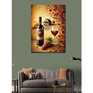 Kanvas Tablo Şarap Ve Üzüm Temalı Sanat 100x140 cm