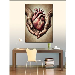 Kanvas Tablo Ellerde Kalp Motifi 70x100 cm