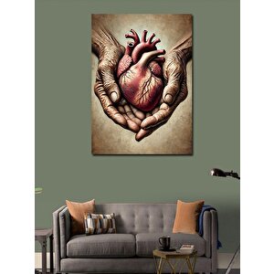 Kanvas Tablo Ellerde Kalp Motifi 70x100 cm