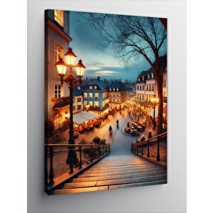 Kanvas Tablo Gece Sokakları Ve Işıklar 50x70 cm